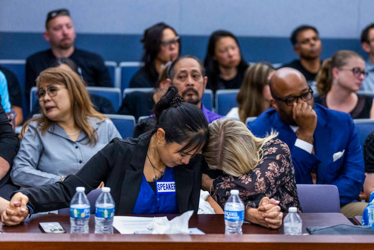 Troopers wives Arlene Felix, left, and Vanessa Abbate react to the maximum sentencing for Jemar ...