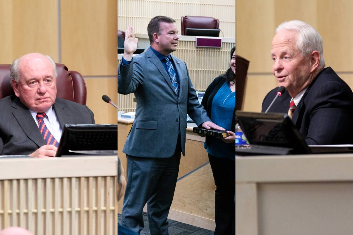 (Left to right) Henderson City Councilmen Dan Shaw, Jim Seebock and Dan H. Stewart. (File/Las V ...