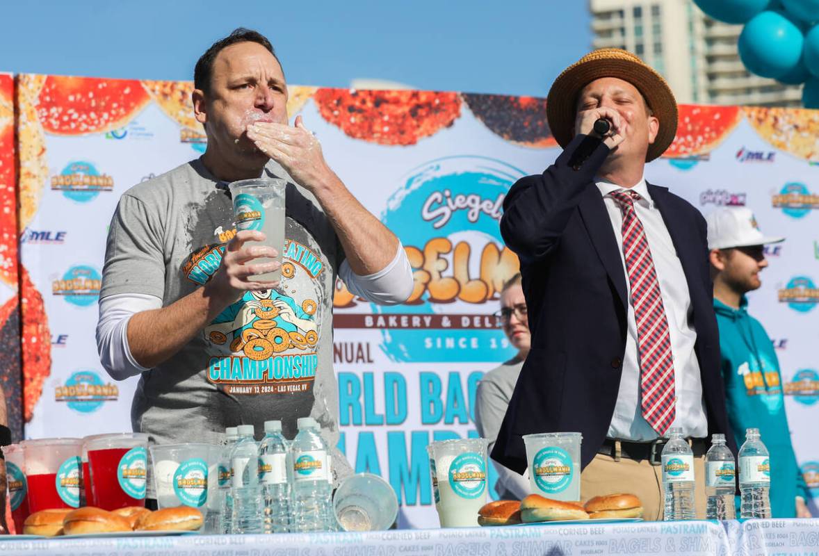 Joey Chestnut, No. 1 ranked competitive eater, races to eat as many bagels with cream cheese as ...