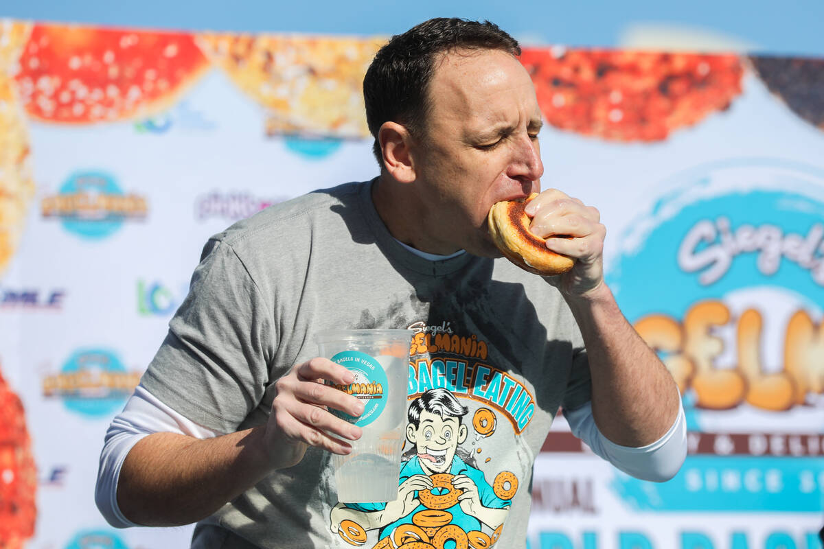 Joey Chestnut, No. 1 ranked competitive eater, races to eat as many bagels with cream cheese as ...