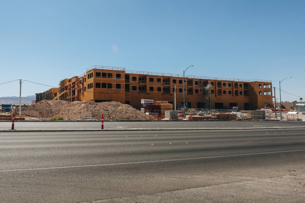 Otonomus Hotel is seen while under construction at East Russell Road and South Decatur Boulevar ...