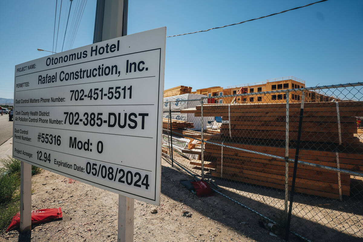 Otonomus Hotel is seen while under construction at East Russell Road and South Decatur Boulevar ...
