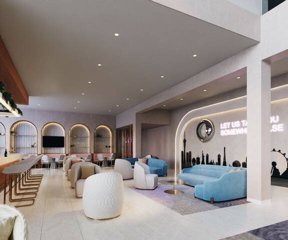 The lobby at Otonomus Hotel as show in a rendering. The 303-unit hotel and apartment complex is ...