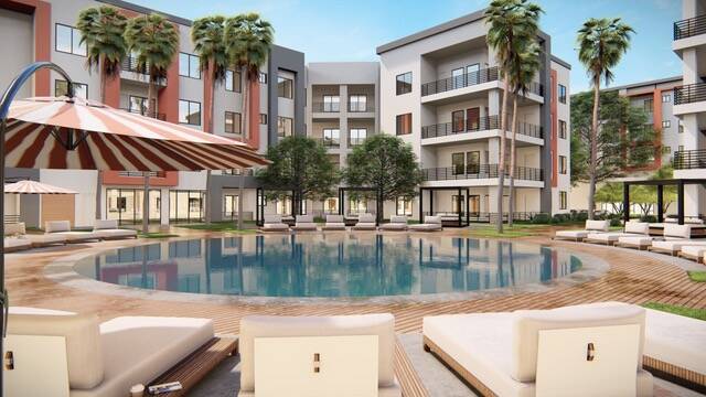 A rendering of the pool at Otonomus Hotel. The 303-unit hotel and apartment complex is expected ...