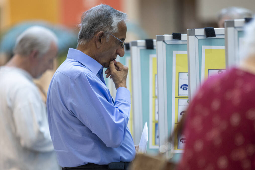 Voters cast their ballots during the Nevada Primary Day Elections on Tuesday, June 11, 2024, at ...