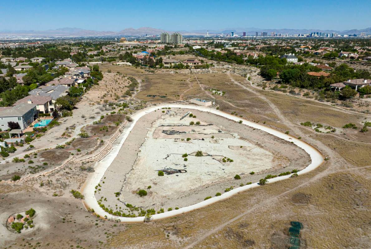 An aerial view of the shuttered Badlands golf course, on Tuesday, May 21, 2024, in Las Vegas. ( ...