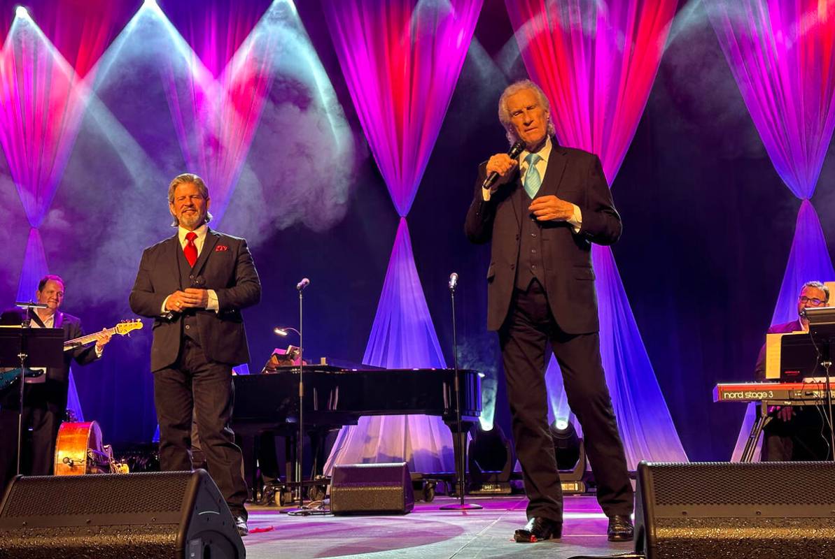 Bucky Heard and Bill Medley of the Righteous Brothers perform during a wedding vow-renewal cere ...