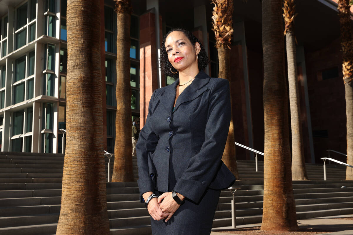 Erika Ballou poses for a portrait outside the Regional Justice Center in Las Vegas in November ...