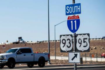 Signage for Interstate 11 at College Drive in Henderson on Wednesday, March 31, 2021. (Chase St ...