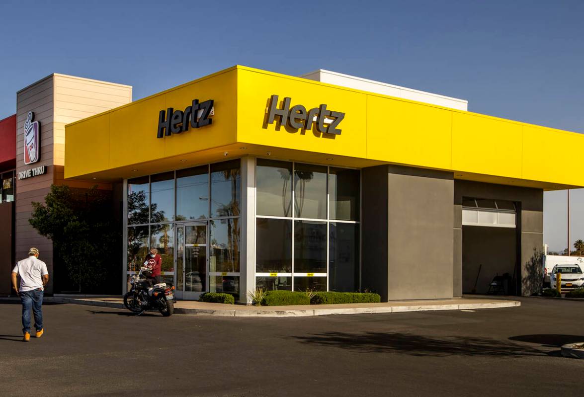 Hertz car rental on West Sahara Avenue on Monday, April 5, 2021. L.E. Baskow/Las Vegas Review-J ...