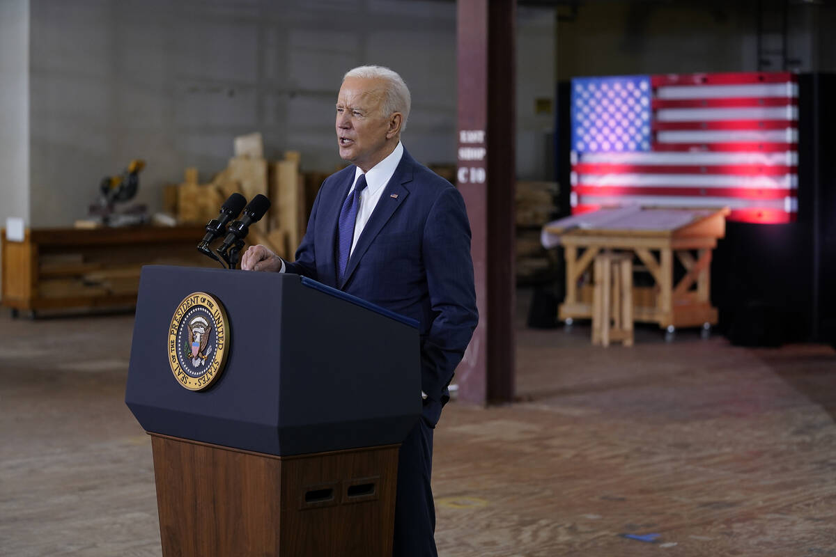 President Joe Biden delivers a speech. (AP Photo/Evan Vucci)