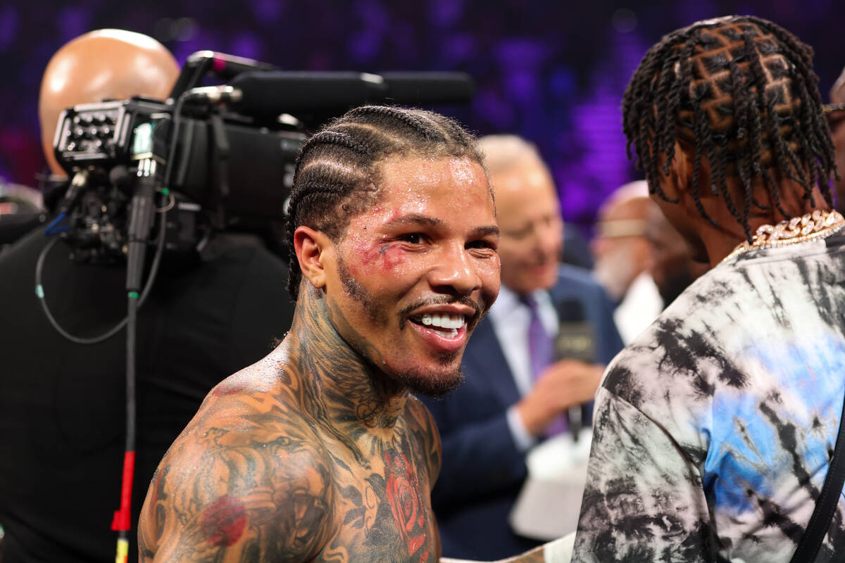 Gervonta “Tank” Davis mingles in the ring after knocking out Frank Martin during ...