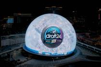 The NHL Draft, coming to Sphere on June 28 and 29, is advertised on the Exosphere. (Sphere Ente ...
