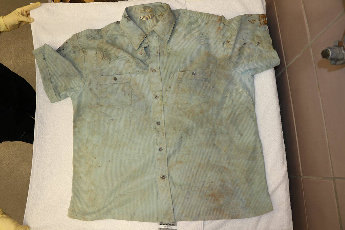 A shirt found with human remains found at Lake Mead on Sunday, May 1, 2022. (National Missing a ...