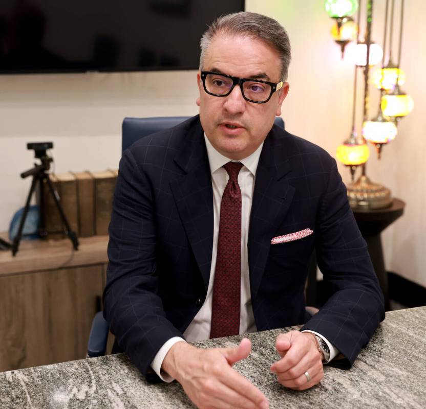 Attorney Andre Lagomarsino talks to a reporter at his Henderson law office Thursday, June 20, 2 ...