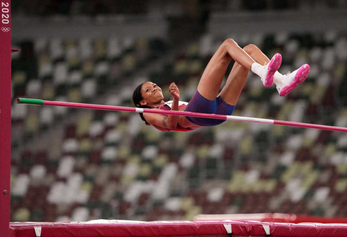 Vashti Cunningham, of United States fails to clear the bar in the women's high jump final at th ...