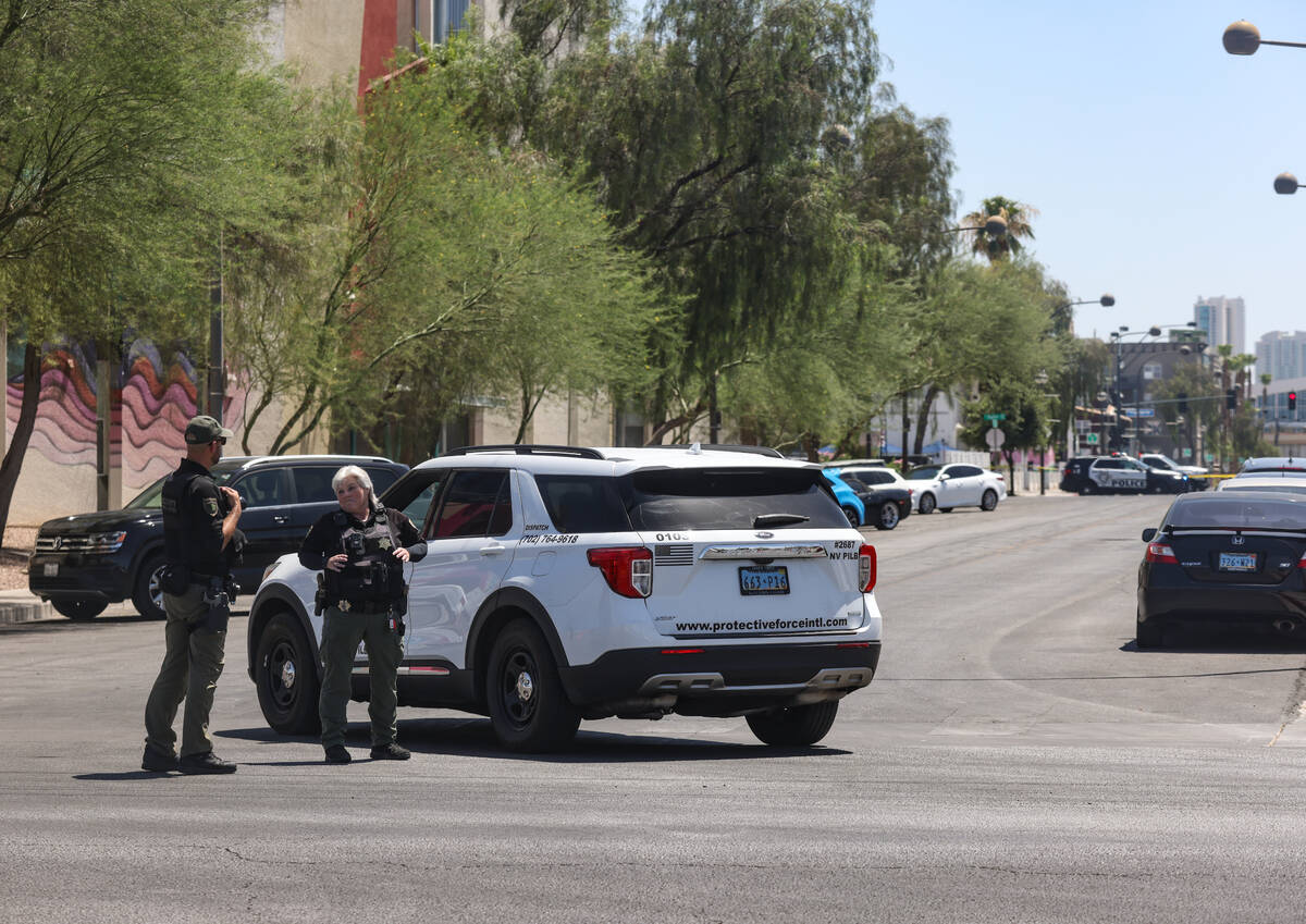 Police near the scene of an officer-involved shooting that occurred on 9th Street in Downtown L ...