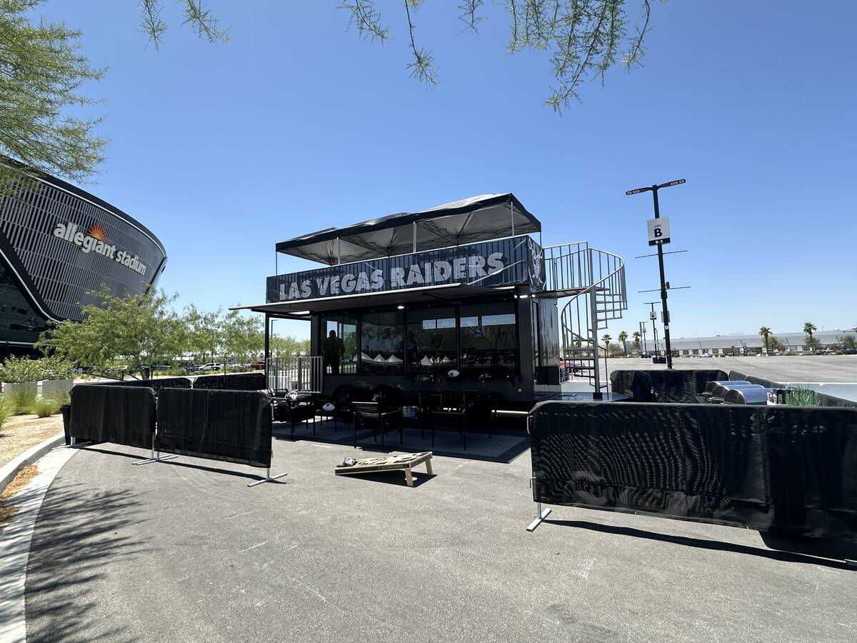 A premium tailgate spaces at Allegiant Stadium as seen on Thursday, June 20, 2024. (Mick Akers/ ...