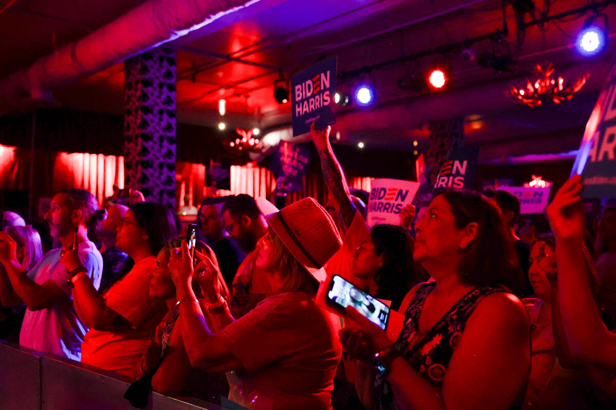 The audience listens while Rep. Alexandria Ocasio-Cortez, D-N.Y., speaks during a rally for the ...