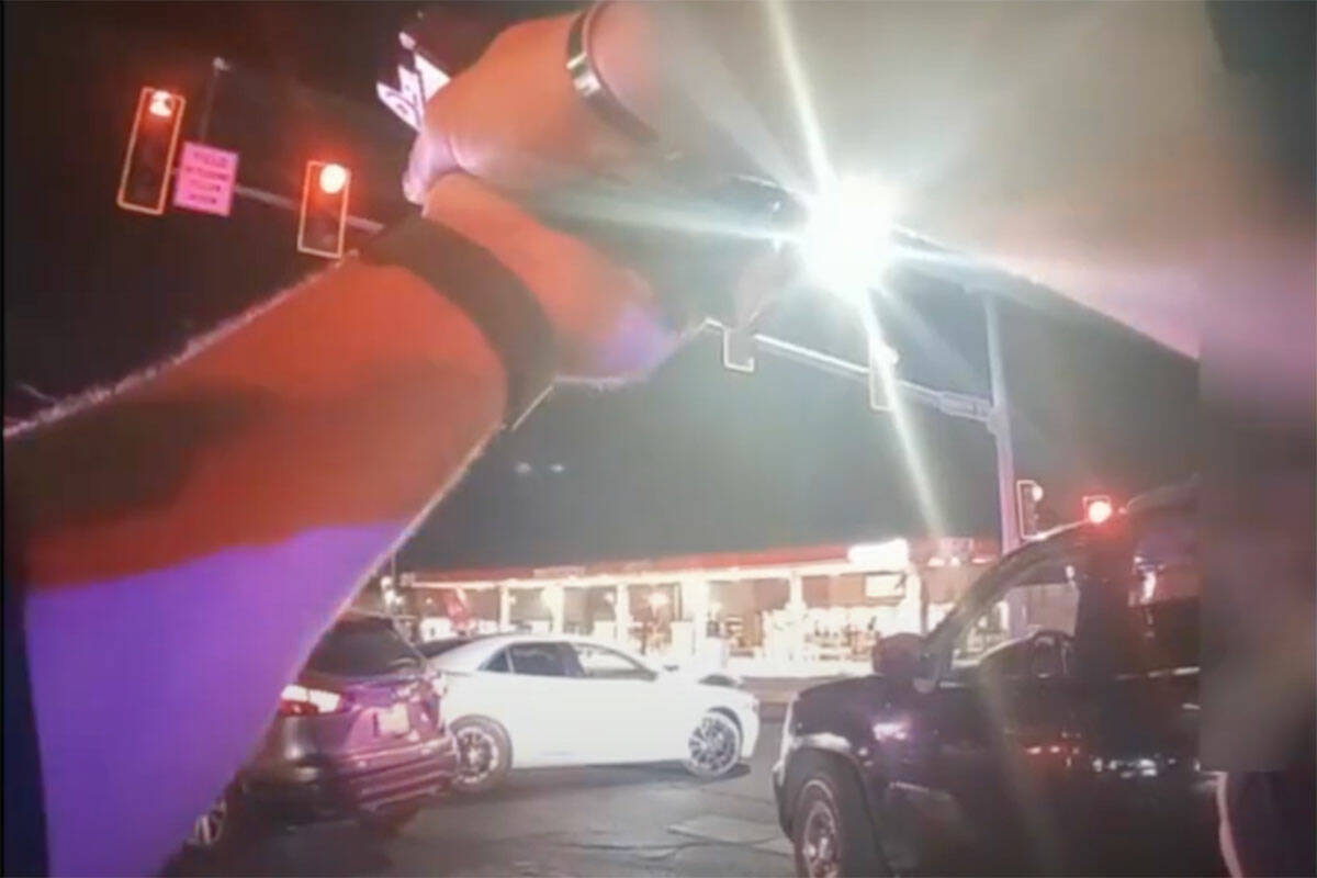 Body camera video from the North Las Vegas Police Department shows several officers firing into ...