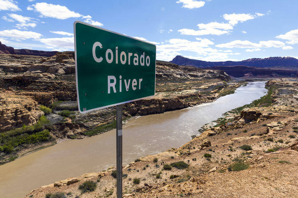 The Colorado River along the Glen Canyon National Recreation Area on April 22, 2023, in Hite, U ...