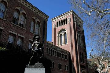 The Bovard Administration Building on the campus of the University of Southern California on Ma ...
