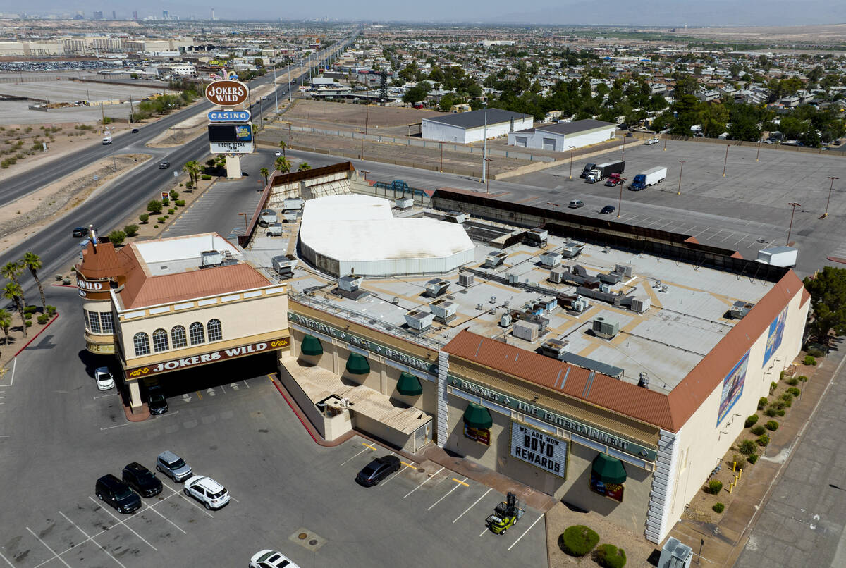 This is an aerial view of Joker's Wild casino on Boulder Highway Thursday, June 20, 2024, in He ...