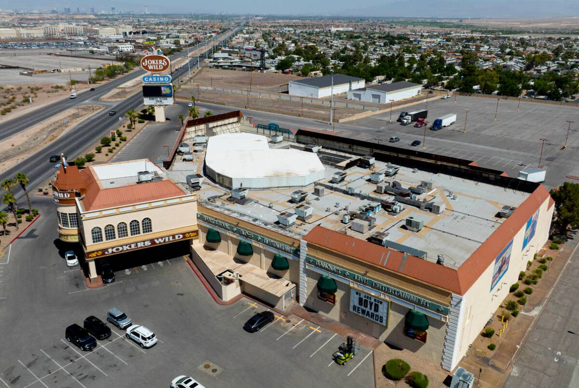 This is an aerial view of Joker's Wild casino on Boulder Highway Thursday, June 20, 2024, in He ...