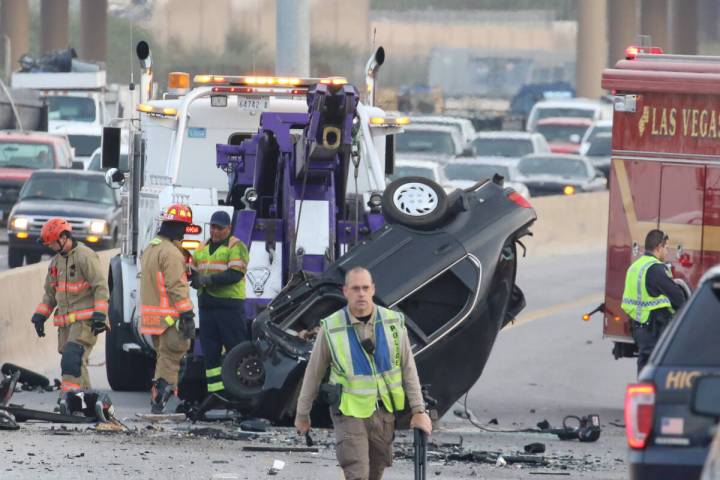 The Nevada Highway Patrol investigates after a driver traveling the wrong way on Interstate 15 ...