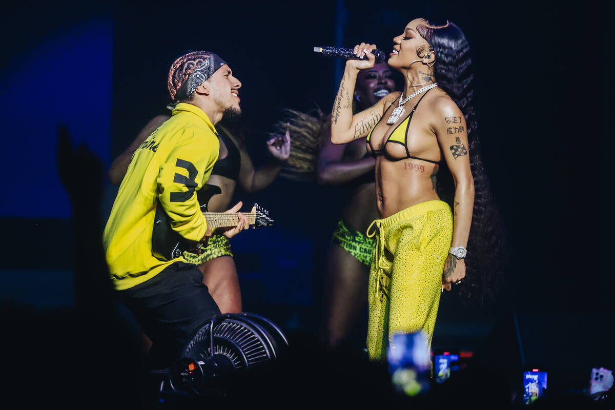 GloRilla performs during the Hot girl Summer Tour at MGM Grand Garden Arena on Saturday, June 2 ...