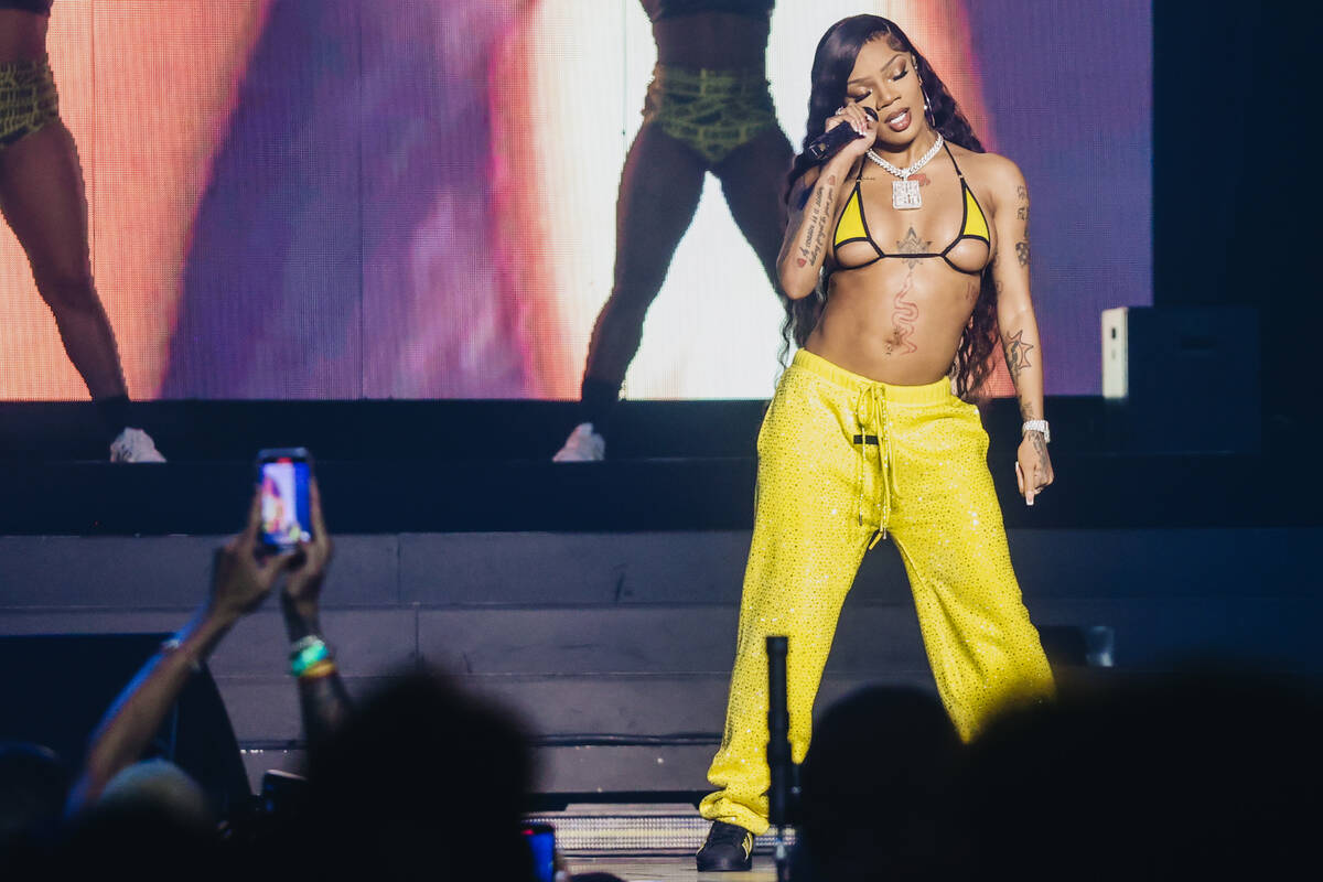performs during the Hot girl Summer Tour at MGM Grand Garden Arena on Saturday, June 22, 2024, ...