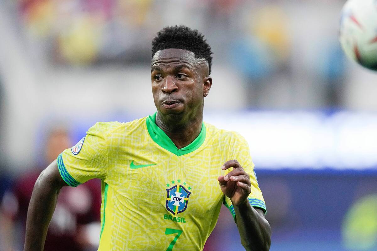 Brazil's Vinicius Junior runs during a Copa America Group D soccer match against Costa Rica, Mo ...