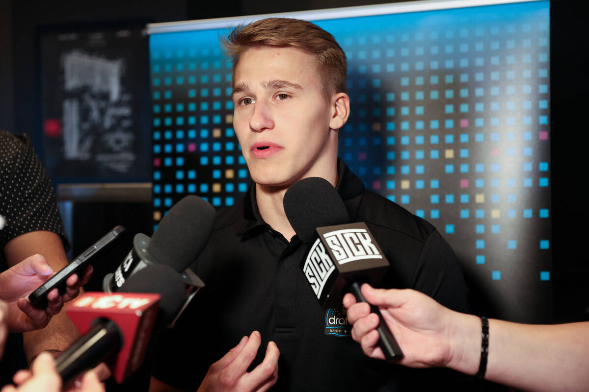 Ivan Demidov, a top NHL Draft prospect, speaks to the press after the NHL Draft Prospect Youth ...