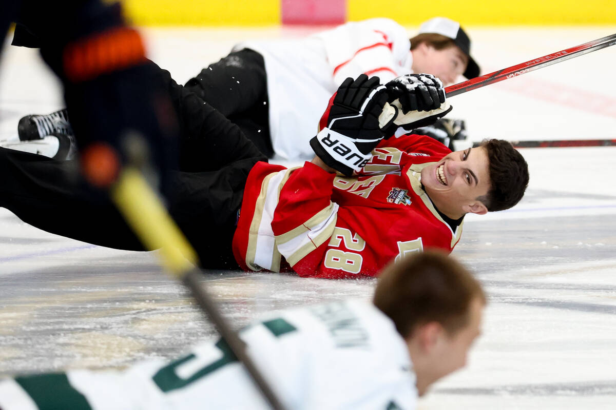 Zeev Buium, a potential top NHL Draft pick, slides on the ice during the NHL Draft Prospect You ...