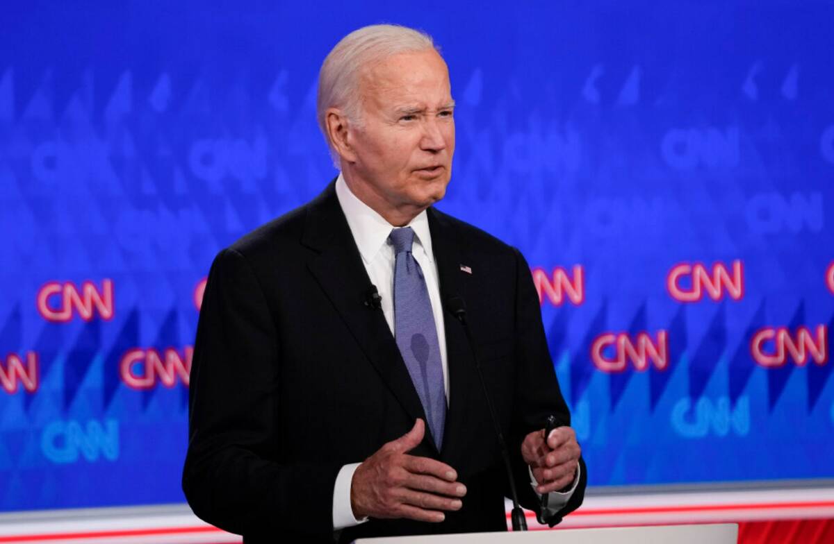 President Joe Biden during a presidential debate with Republican presidential candidate former ...