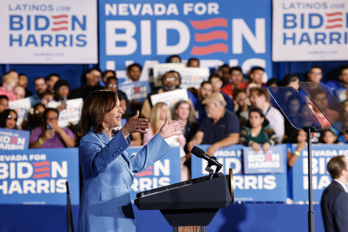 Vice President Kamala Harris speaks at the East Las Vegas Community Center Friday, June 28, 202 ...