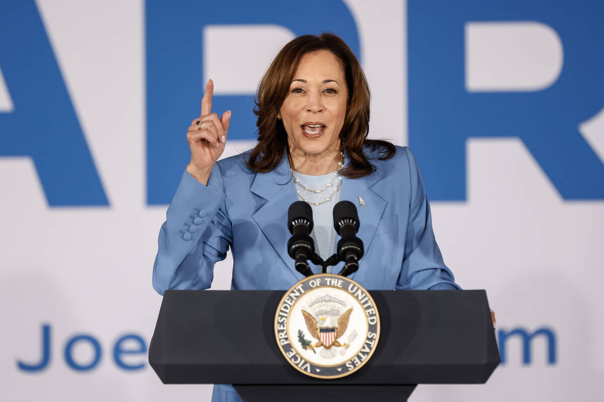 Vice President Kamala Harris speaks at the East Las Vegas Community Center Friday, June 28, 202 ...