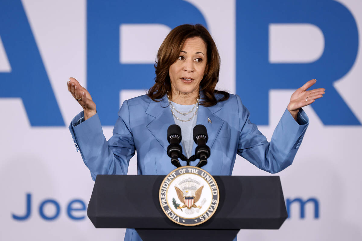 Vice President Kamala Harris speaks at the East Las Vegas Community Center Friday, June 28, 202 ...