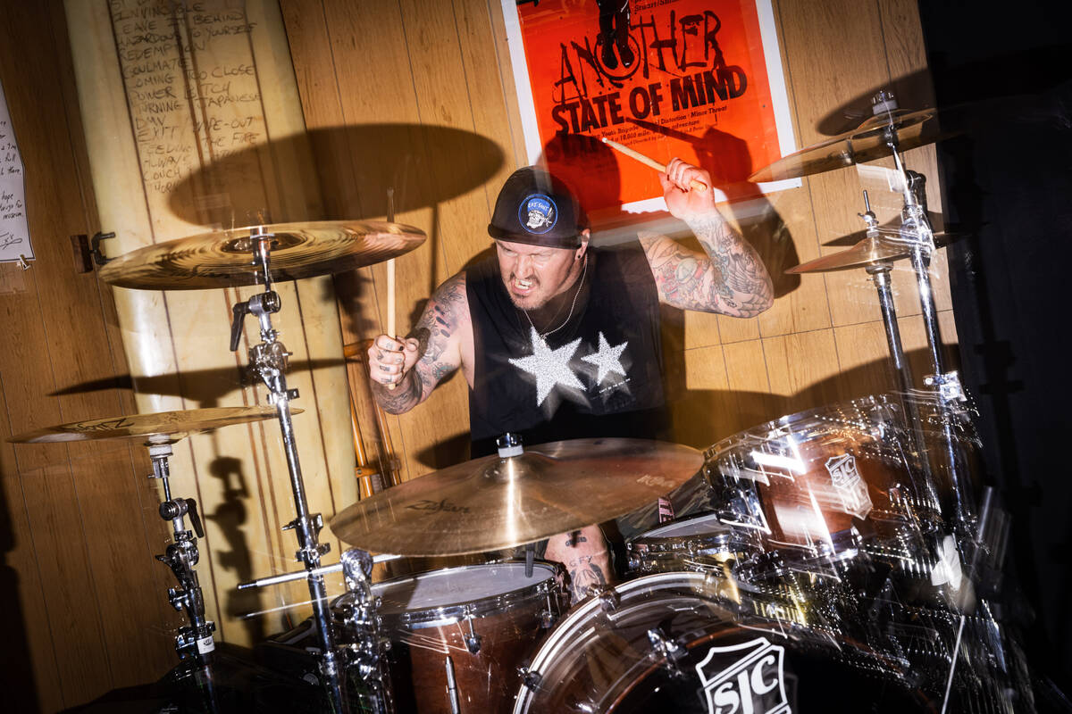 Branden Steineckert, of Rancid, performs with Damnage at the Punk Rock Museum on Friday, June 2 ...