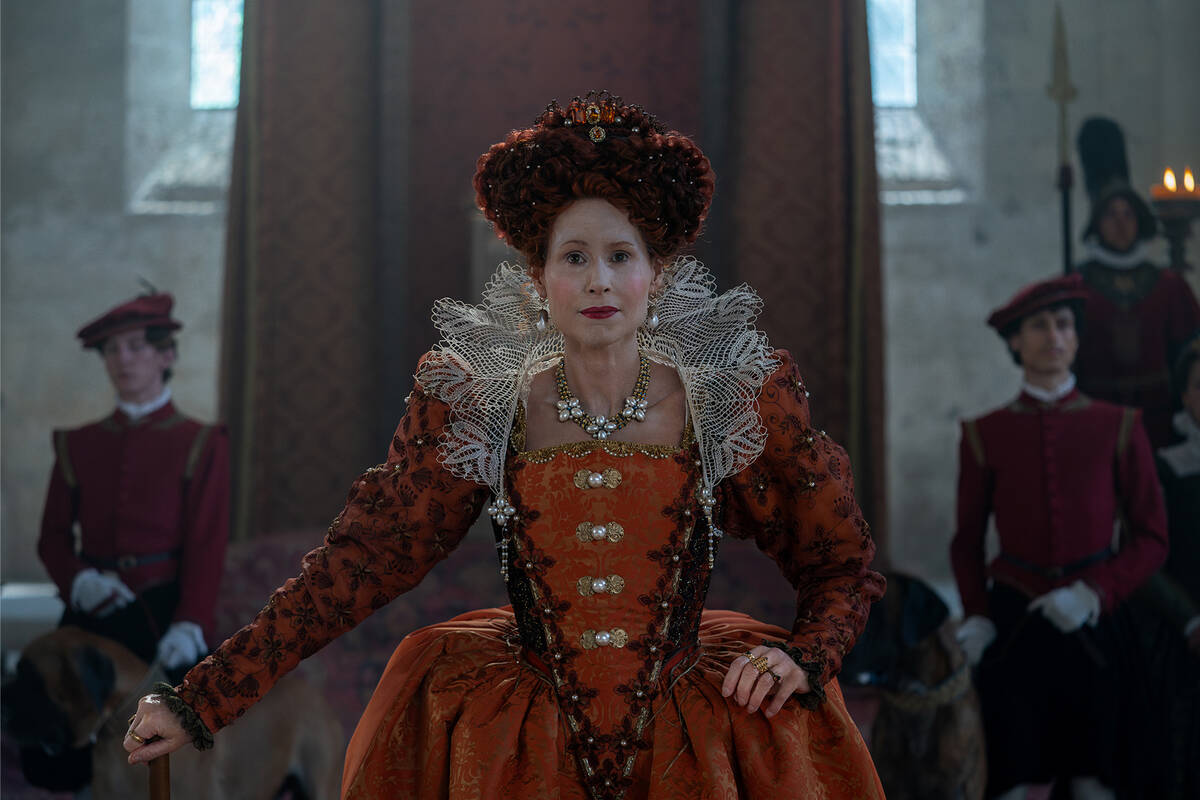 Minnie Driver as Elizabeth I in a scene from Season 2 of “The Serpent Queen.” (Starz)