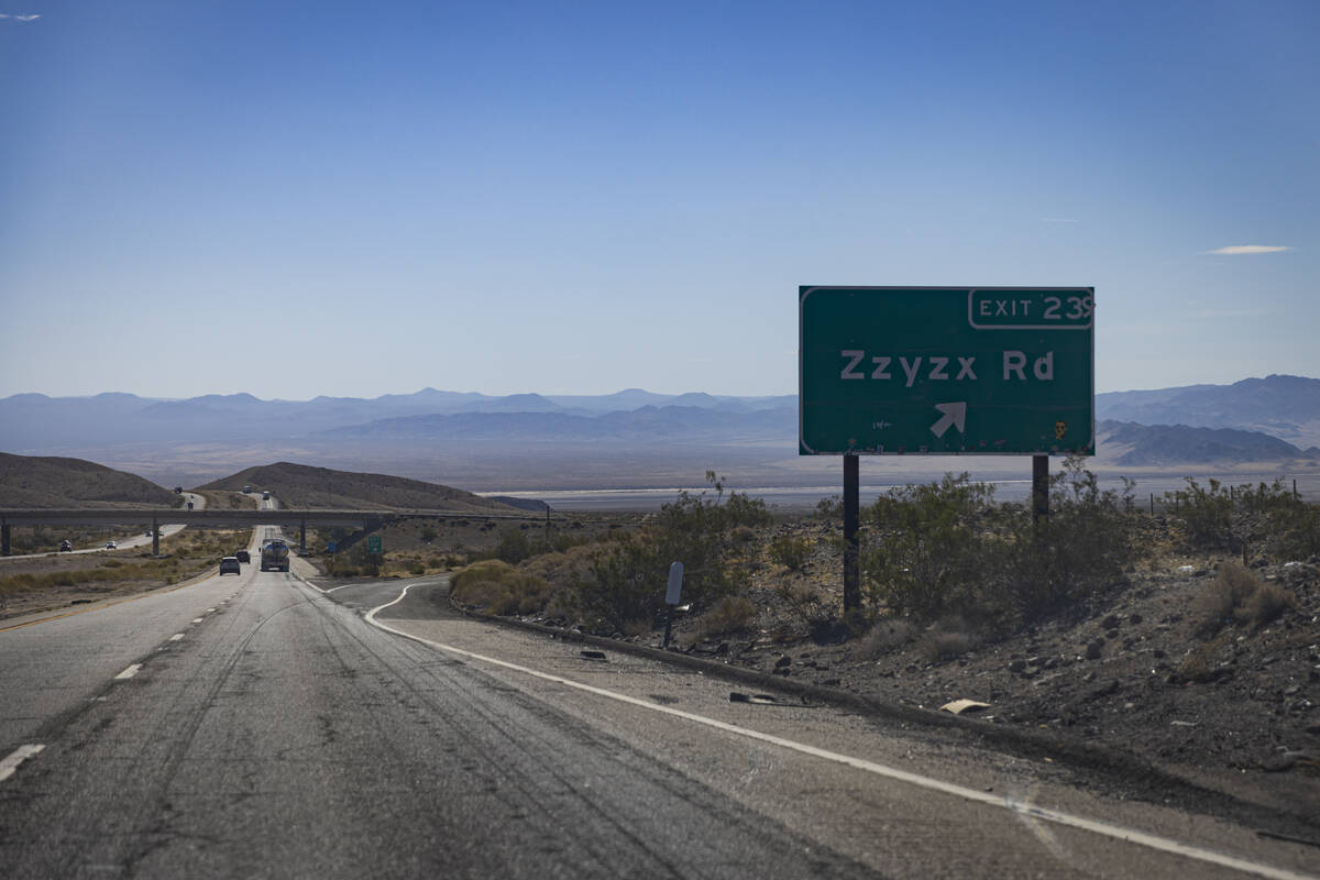 The off-ramp for Zzyzx Road off of Interstate 15 is seen on Tuesday, June 25, 2024, in Zzyzx, C ...