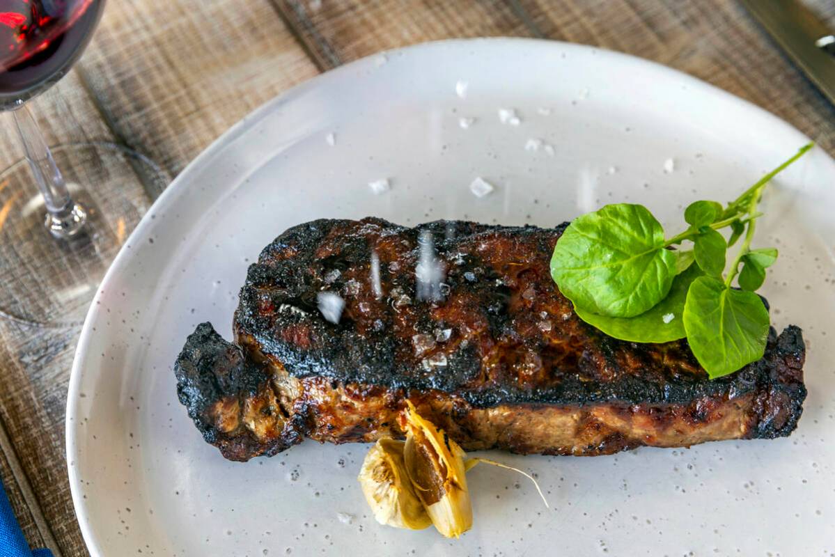 The Upper 2/3 USDA Choice Steak is dusted with salt crystals at La Madre Canyon Grill on Tuesda ...