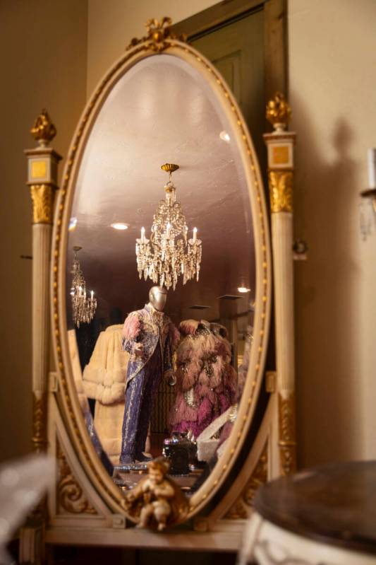 Items are reflected through a mirror during a tour of the Liberace Museum Collection at Thrille ...