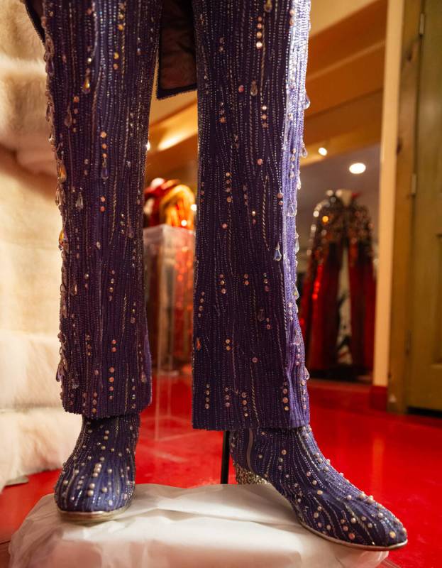 Details from a purple suit is seen during a tour of the Liberace Museum Collection at Thriller ...