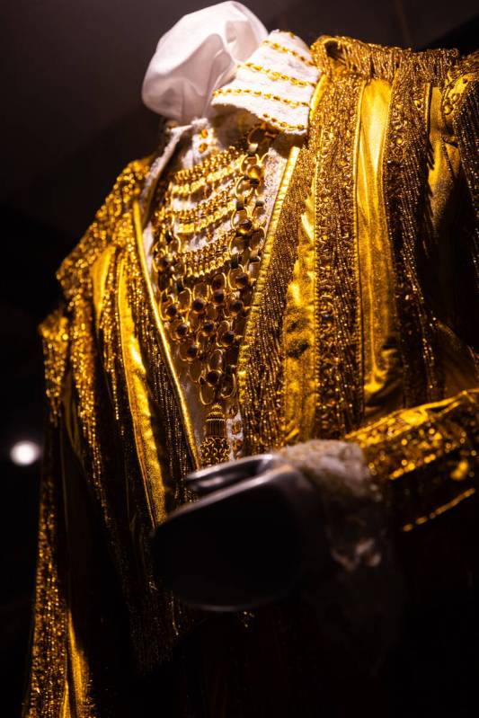 A gold lame jacket is seen during a tour of the Liberace Museum Collection at Thriller Villa, a ...