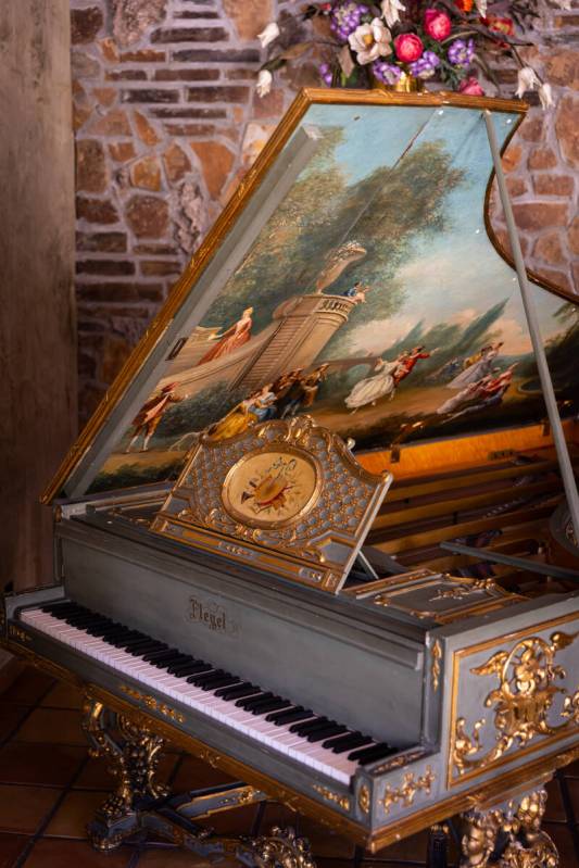 A Pleyel Art Case grand piano, circa 1885, is seen during a tour of the Liberace Museum Collect ...