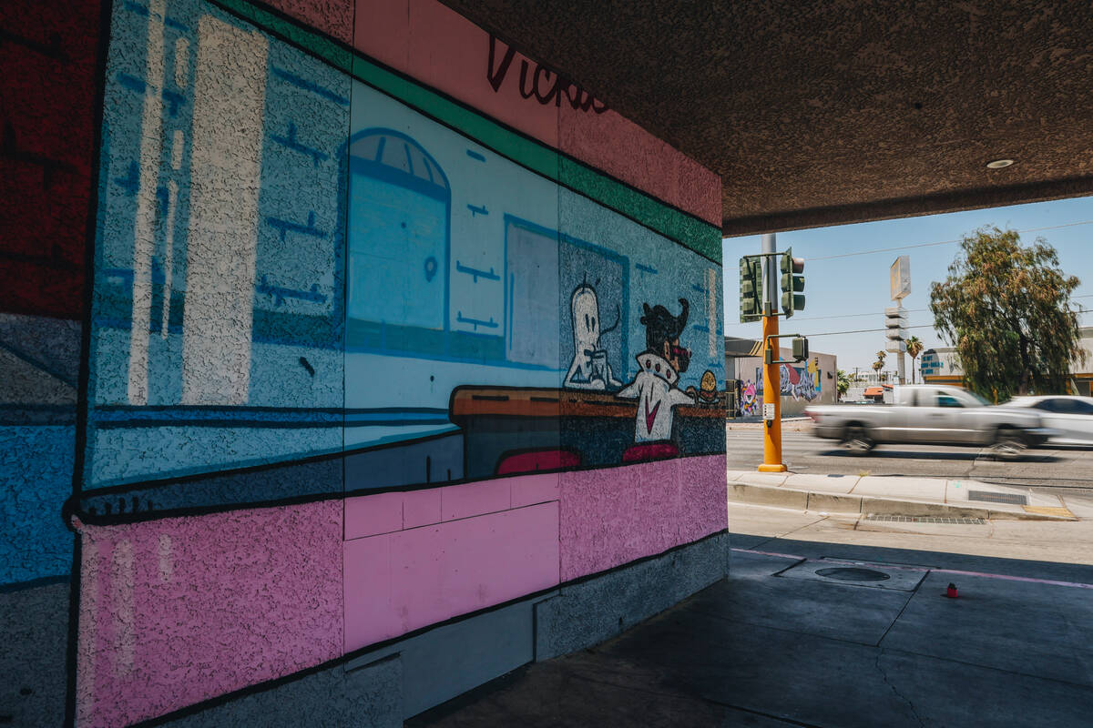 A mural outside of Vickie’s Diner, which is located inside of the Commercial Center, is ...