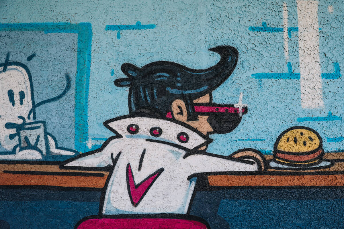 A mural outside of Vickie’s Diner, which is located inside of the Commercial Center, is ...