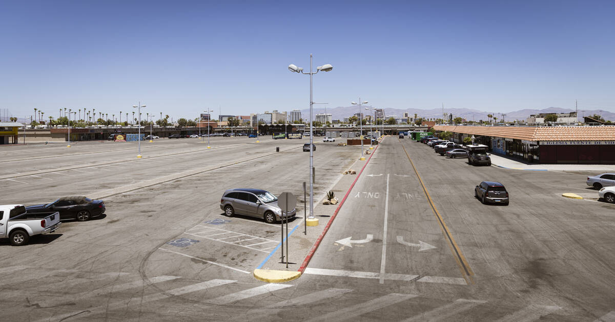 The parking lot of Commercial Center, one of the earliest major retail centers in Las Vegas, is ...