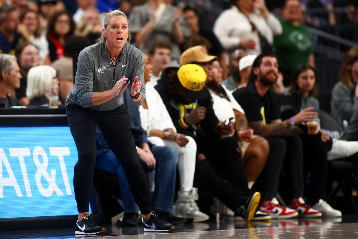 Indiana Fever head coach Christie Sides shouts from the sideline during the second half of a WN ...